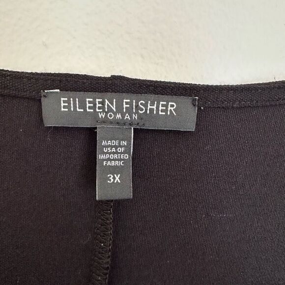 Eileen Fisher Vintage Women Black Deep V Neck Crepe 3/4 Sleeve Aline Sheath Dres - Picture 6 of 9